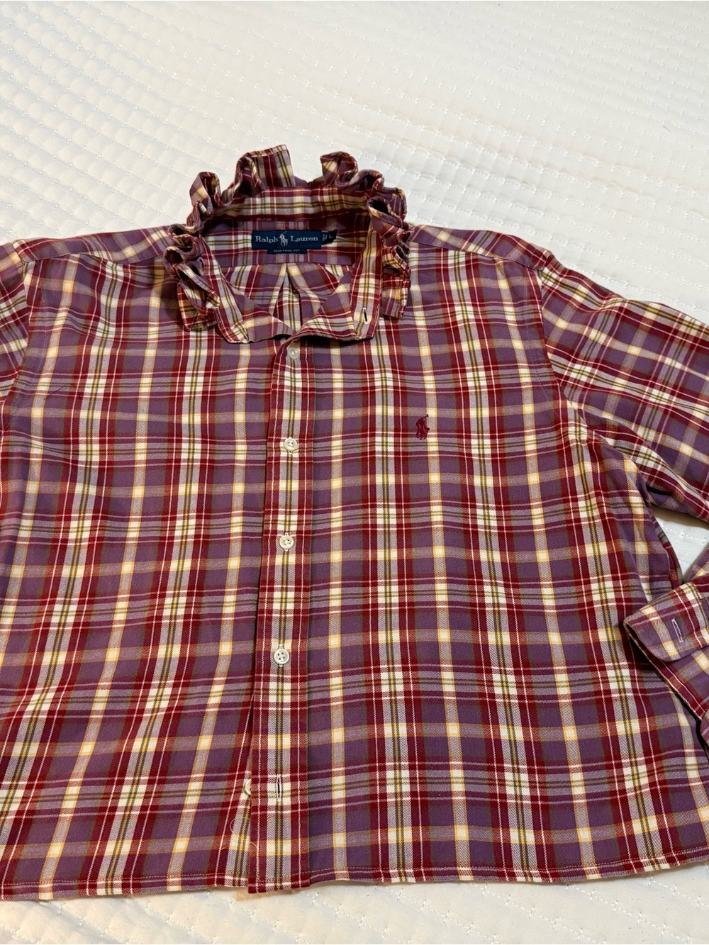 Plaid Ralph Lauren Ruffle-Collar Button-Down Shirt - Picture 11 of 11